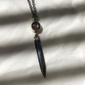 Black sunstone & sterling silver pendant choker